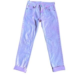 VTG Retro Levis 511 Slim Fit Jeans Mens 30x32 Pink Acid Wash Marbled Denim Pants